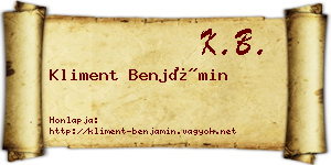 Kliment Benjámin névjegykártya