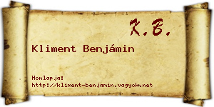 Kliment Benjámin névjegykártya
